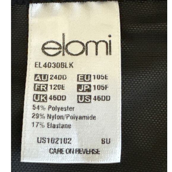 Elomi Cate Side Support Lace Unlined Unwired Bra 46DD Black - Picture 8 of 9